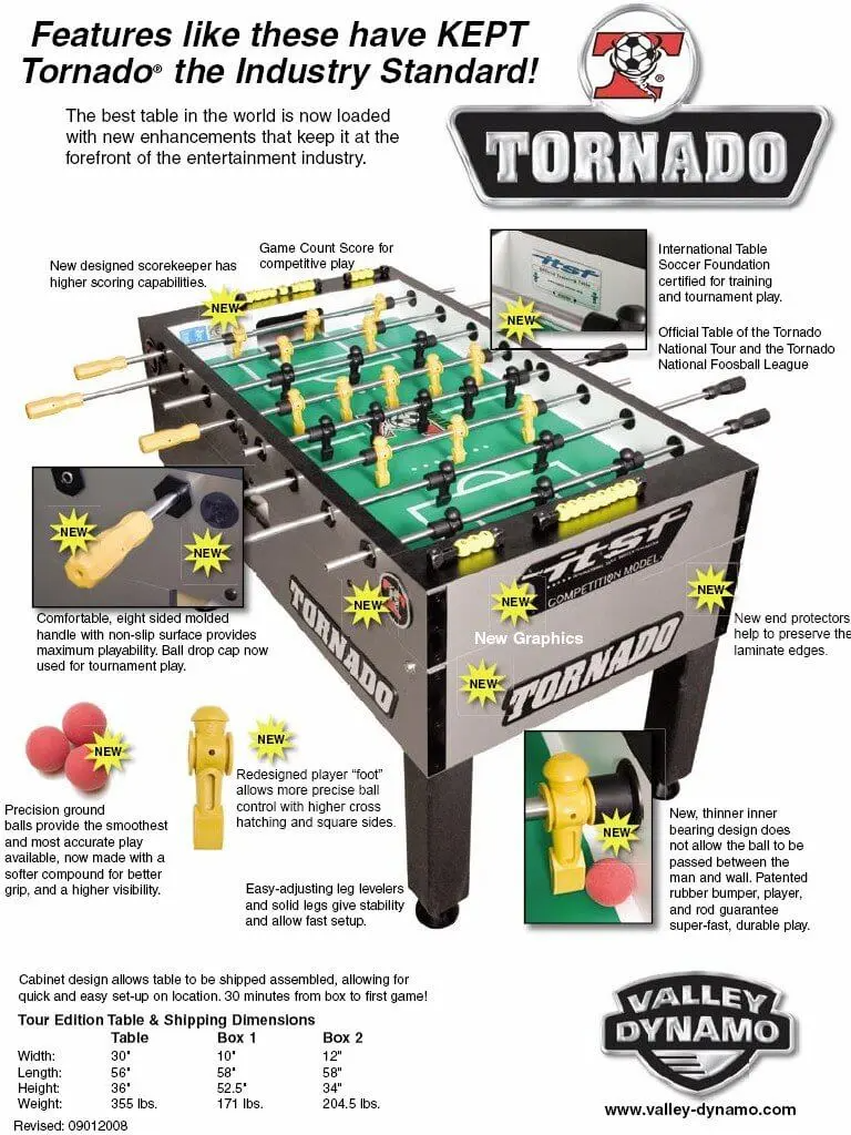 Tornado T-3000 Tournament Foosball Table in Matte Black